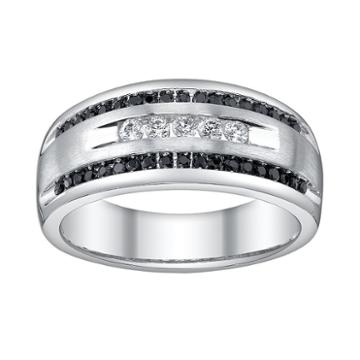 P4 1/2-ct. T.w. Black And White Diamond Wedding Ring - Men, Size: 9