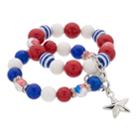 Red, White & Blue Beaded Stretch Bracelet Set, Women's, Multicolor