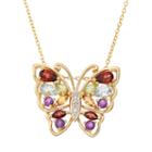 Gemstone 18k Gold Over Silver Butterfly Pendant Necklace, Women's, Size: 18, Multicolor