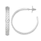 Jennifer Lopez Diagonal Cutout Hoop Earrings, Women's, Silver