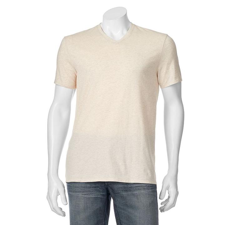 Men's Apt. 9 Solid V-neck Tee, Size: Small, Lt Beige