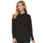 Women's Apt. 9&reg; Side Ruched Henley Tunic, Size: Medium, Black