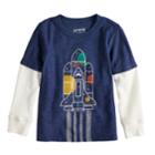 Toddler Boy Jumping Beans&reg; Slubbed Mock Layer Thermal Graphic Tee, Size: 2t, Dark Blue