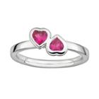 Stacks And Stones Sterling Silver Lab-created Ruby Heart Stack Ring, Women's, Size: 10, Red