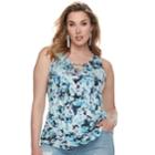 Plus Size Jennifer Lopez Lace-up Tank, Women's, Size: 0x, Blue