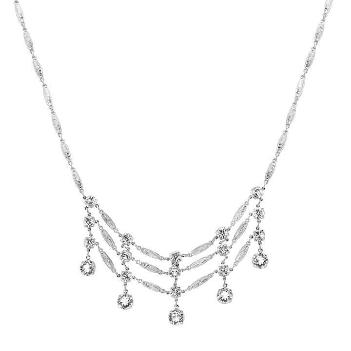 1928 Crystal Ladder Necklace, Women's, Size: 15, Grey