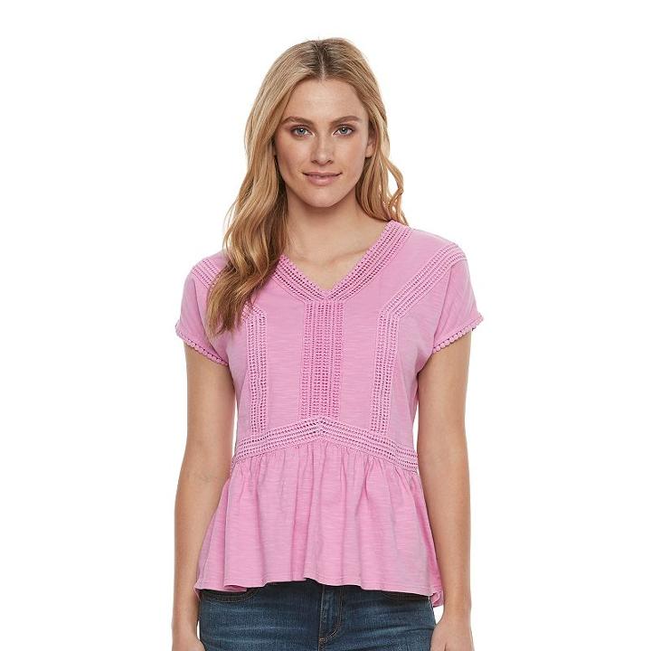 Women's Sonoma Goods For Life&trade; Ricrac Peplum Tee, Size: Xs, Med Purple