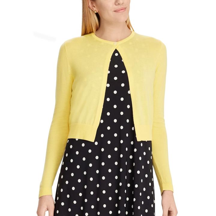 Women's Chaps Crop Cardigan, Size: Xl, Yellow