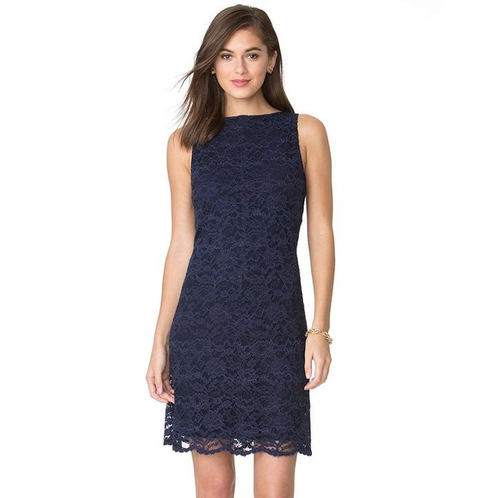 Women's Chaps Lace Shift Dress, Size: 8, Blue (navy)