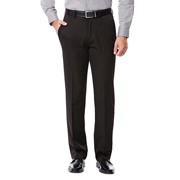 Men's Haggar Straight-fit Travel Performance Black Gabardine Suit Pants, Size: 36x30