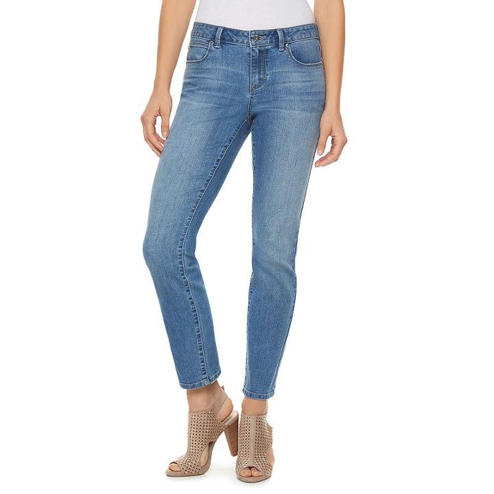 Petite Jennifer Lopez Modern Fit Straight-leg Jeans, Women's, Size: 10p-short, Dark Blue