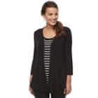 Petite Croft & Barrow&reg; Printed Mock-layer Cardigan, Women's, Size: L Petite, Black