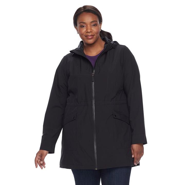Plus Size Tek Gear Hooded Rain Jacket, Women's, Size: 1xl, Black