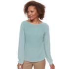 Petite Croft & Barrow&reg; Transfer Stitch Sweater, Women's, Size: M Petite, Med Blue