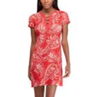 Women's Chaps Striped Lace Up A-line Dress, Size: Xxl, Red