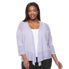 Plus Size Dana Buchman Pointelle Flyaway Cardigan, Women's, Size: 1xl, Med Purple