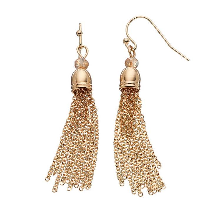 Lc Lauren Conrad Beaded Tassel Drop Earrings, Women's
