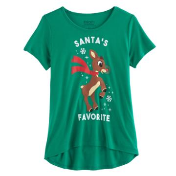 Girls 7-16 Rudolph The Red-nosed Reindeer Graphic Tee, Size: Xl, Green