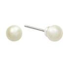 Chaps Silver Tone Simulated Pearl Stud Earrings, Women's, White