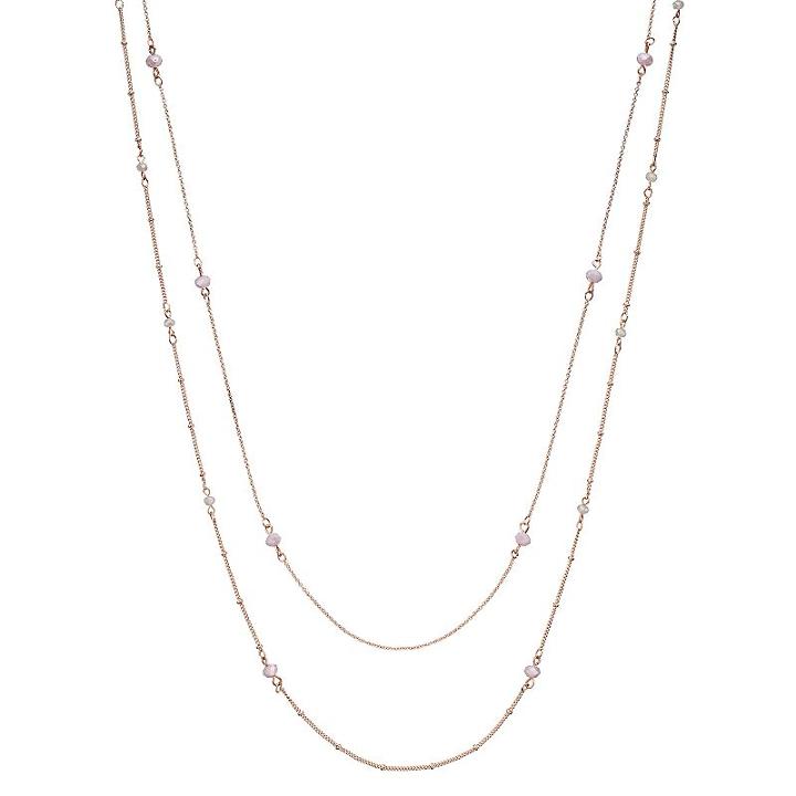 Lc Lauren Conrad Long Mother-of-pearl Beaded Double Strand Necklace, Women's, White Oth