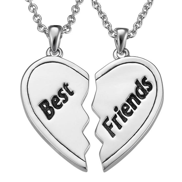 Best Friends Heart Pendant Necklace Set, Women's, Size: 18, Grey