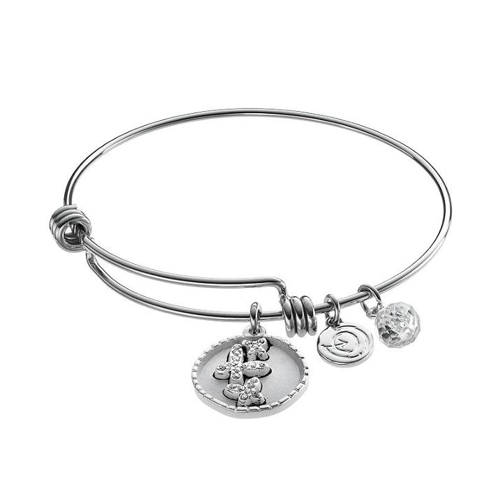 Love This Life Crystal Mother Daughter Butterfly Charm Bangle Bracelet, Women's
