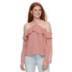 Juniors' Love, Fire Ruffle Off-the-shoulder Top, Teens, Size: Medium, Dark Pink