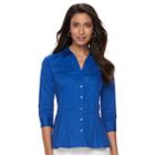 Petite Dana Buchman Pleated Peplum Shirt, Women's, Size: S Petite, Blue