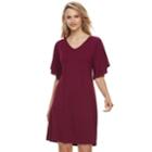 Women's Apt. 9&reg; Flutter Shift Dress, Size: Small, Dark Red