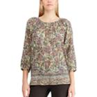 Women's Chaps Floral Peasant Top, Size: Small, Lt Beige