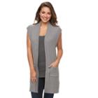 Women's Croft & Barrow&reg; Ribbed Open-front Cardigan, Size: Xxl, Med Grey
