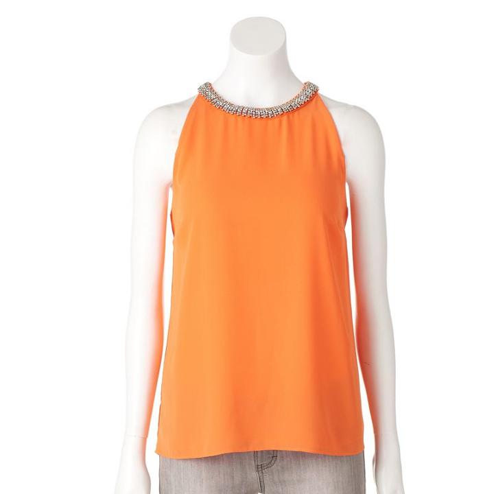 Women's Jennifer Lopez Beaded Tank, Size: Large, Med Orange