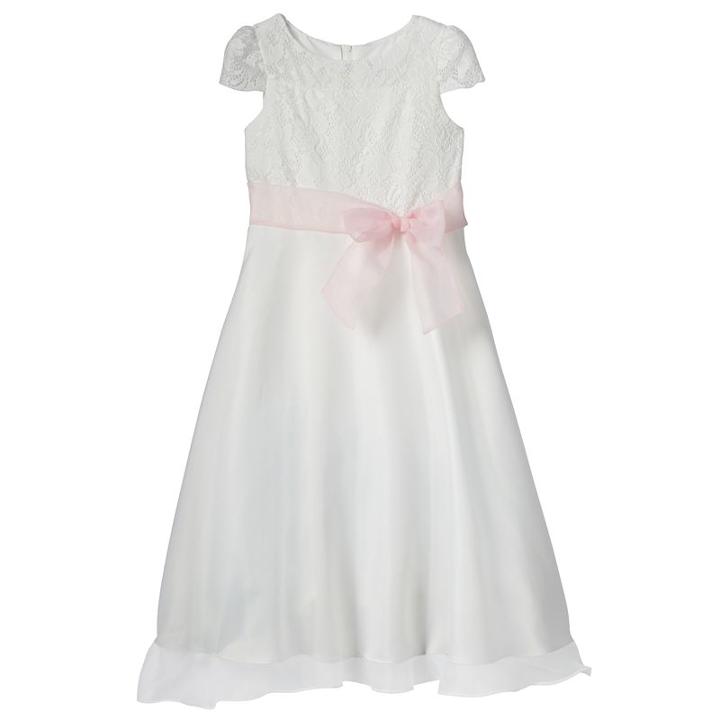 Girls 7-14 Lavender Lace Bodice Ballerina Length Special Occasion Dress, Girl's, Size: 7, White Oth
