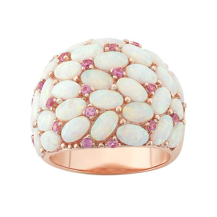 Lab-created Opal & Lab-created Pink Sapphire Dome Ring, Women's, Size: 8, Multicolor