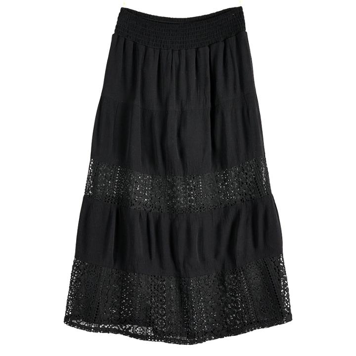 Girls 7-16 Joey B Gauze Tiered Maxi Skirt, Size: Medium, Black