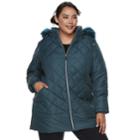 Plus Size D.e.t.a.i.l.s Hooded Quilted Walker Jacket, Women's, Size: 1xl, Green