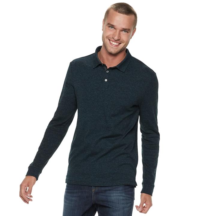 Men's Marc Anthony Slim-fit Sweater Slubbed Polo, Size: Medium, Dark Blue