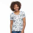 Petite Croft & Barrow&reg; V-neck Tee, Women's, Size: Xs Petite, Light Blue