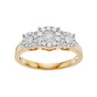Sterling Silver 1/2 Carat T.w. Diamond 3-stone Cluster Engagement Ring, Women's, Size: 6, White