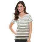 Women's Croft & Barrow&reg; Lace-up Tee, Size: Medium, Green
