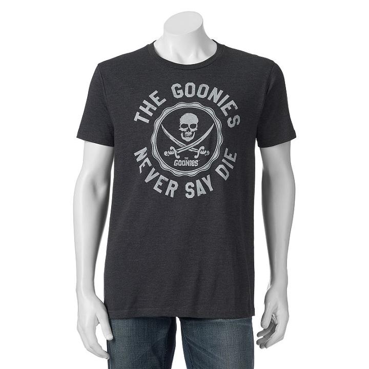Men's The Goonies Circular Never Say Die Tee, Size: Large, Grey (charcoal)