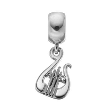 Alpha Chi Omega, Logoart Sterling Silver Sorority Lyre Charm, Women's, Grey