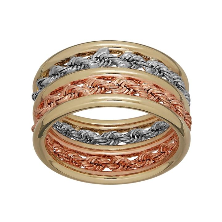 Everlasting Gold Tri-tone 10k Gold Rope Ring, Women's