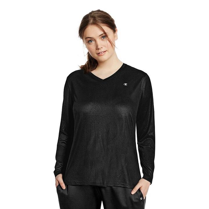 Plus Size Champion Vapor Long Sleeve Tee, Women's, Size: 4xl, Black
