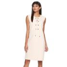 Women's Sharagano Lace-up Ponte Shirtdress, Size: 6, Lt Orange