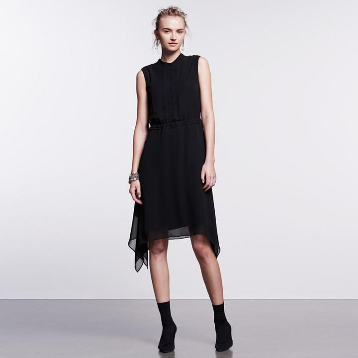 Women's Simply Vera Vera Wang Simply Noir Handkerchief-hem Shirtdress, Size: Small, Black