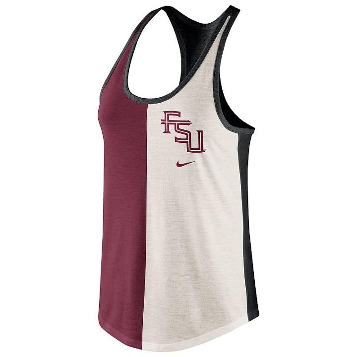 Women's Nike Florida State Seminoles Divide Racerback Tank Top, Size: Large, Natural