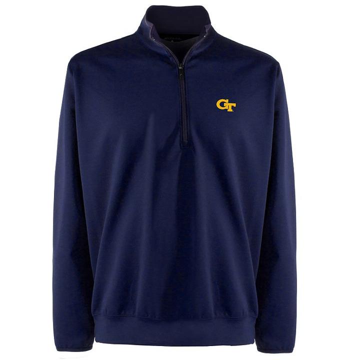 Men's Georgia Tech Yellow Jackets 1/4-zip Leader Pullover, Size: Large, Blue