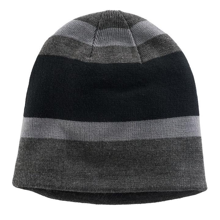 Boys Tek Gear&reg; Striped Sherpa-lined Beanie, Black