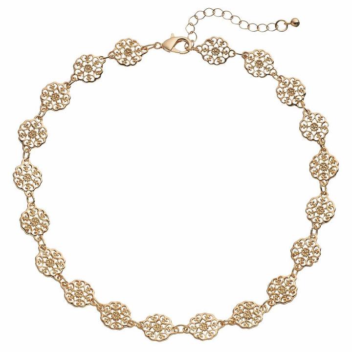 Apt. 9&reg; Openwork Round Link Necklace, Women's, Gold